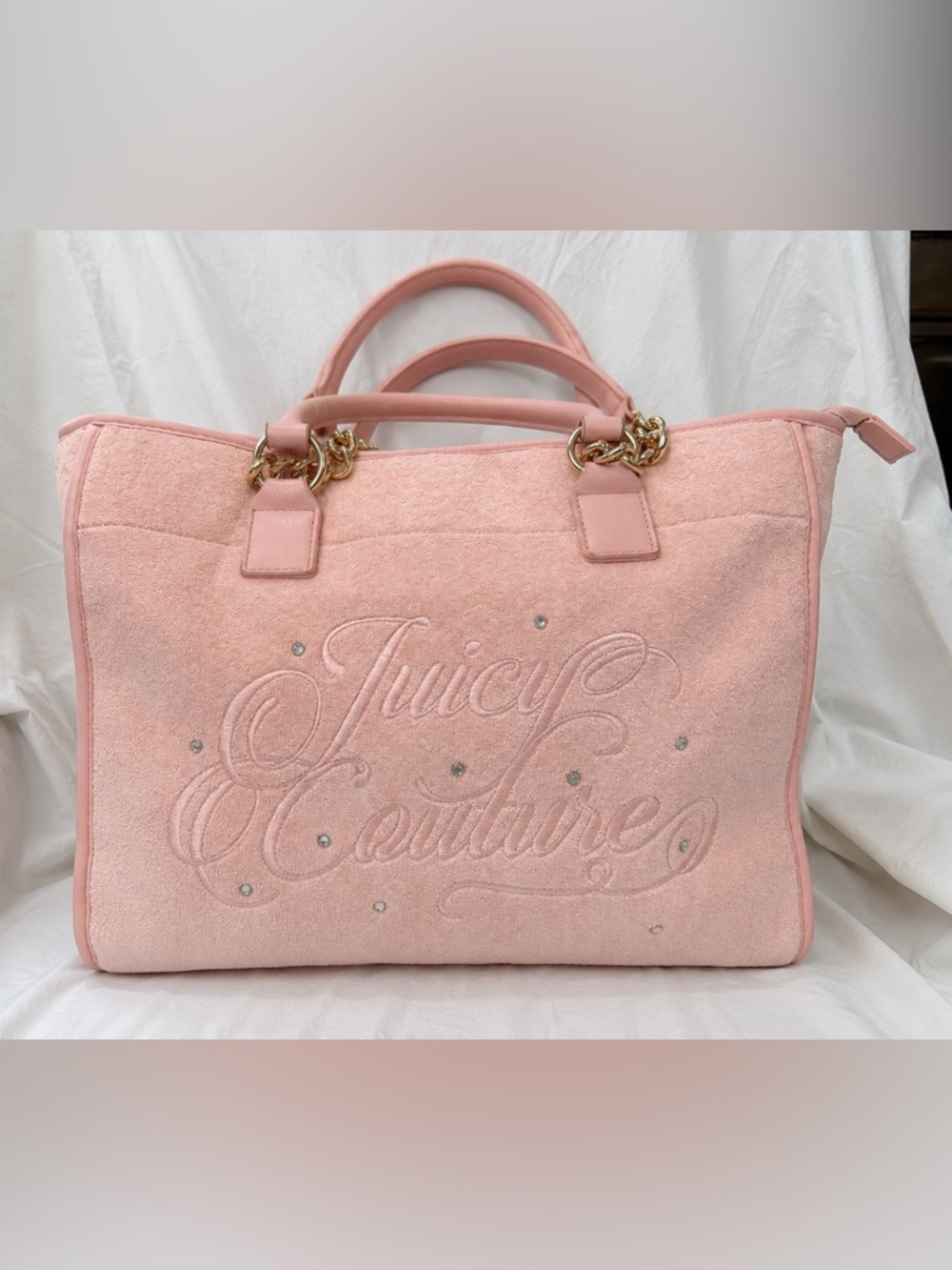 Juicy Couture Pink Terry Rhinestone Y2K Beach Tote 💖